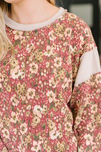 "Sparse" Floral Thermal Knit Top