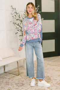 Haptics "Mercury" Long Sleeve Floral Pullover