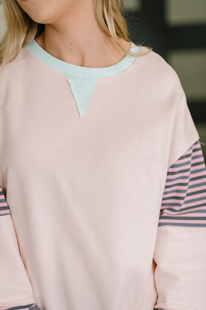 "Racine" Oversized Stripe Colorblock Long Sleeve