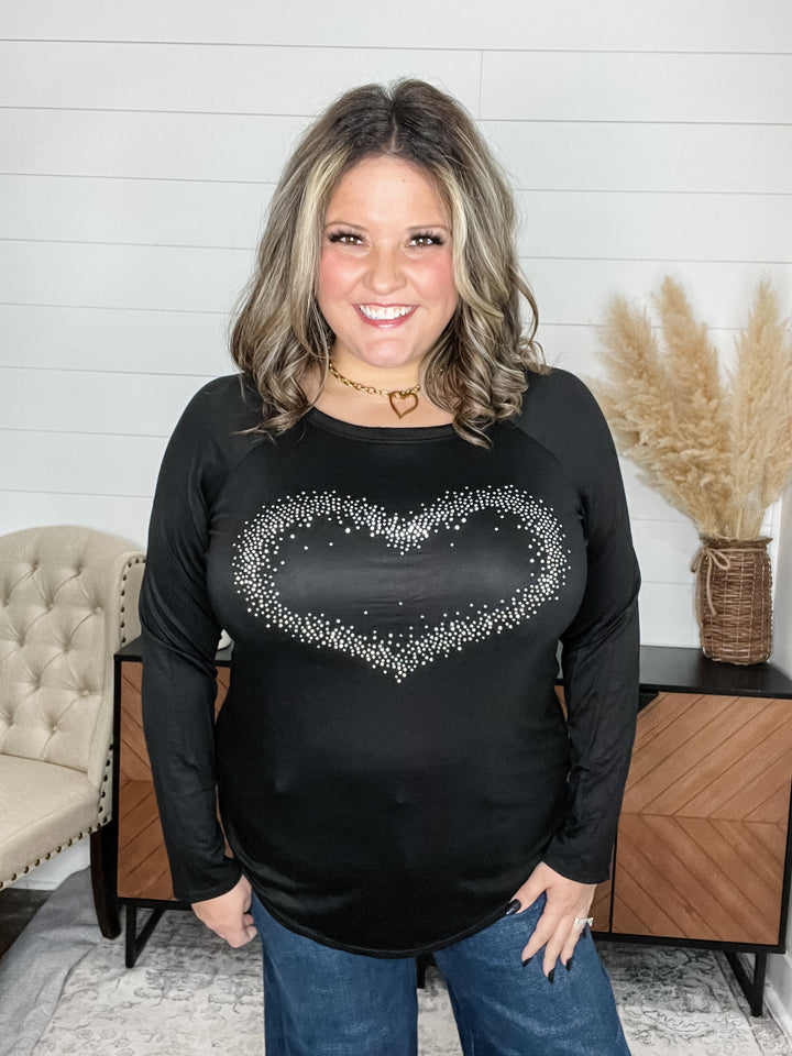 "Locked In" Long Sleeve Studded Heart Detail