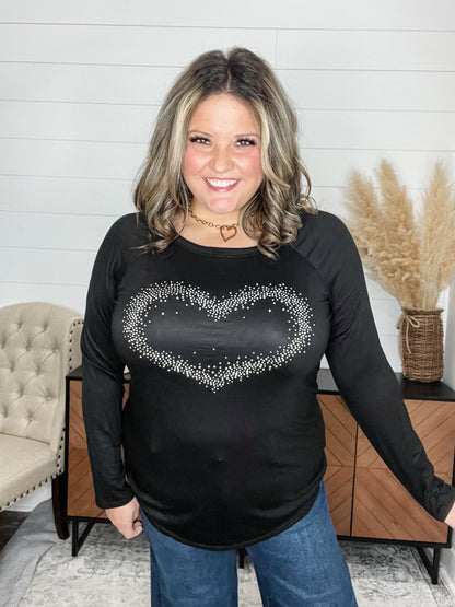 "Locked In" Long Sleeve Studded Heart Detail