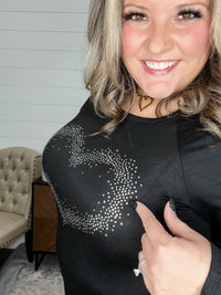 "Locked In" Long Sleeve Studded Heart Detail