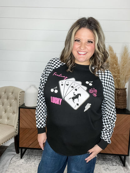 "Feeling Lucky" Checkered Long Sleeve
