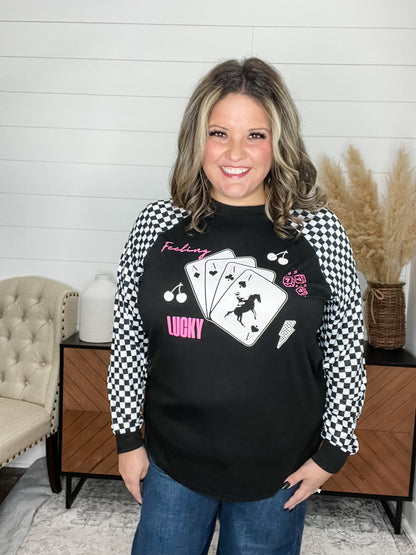 "Feeling Lucky" Checkered Long Sleeve