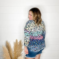 "Couldn't Help It" Animal Print 3/4 Sleeve V Neck