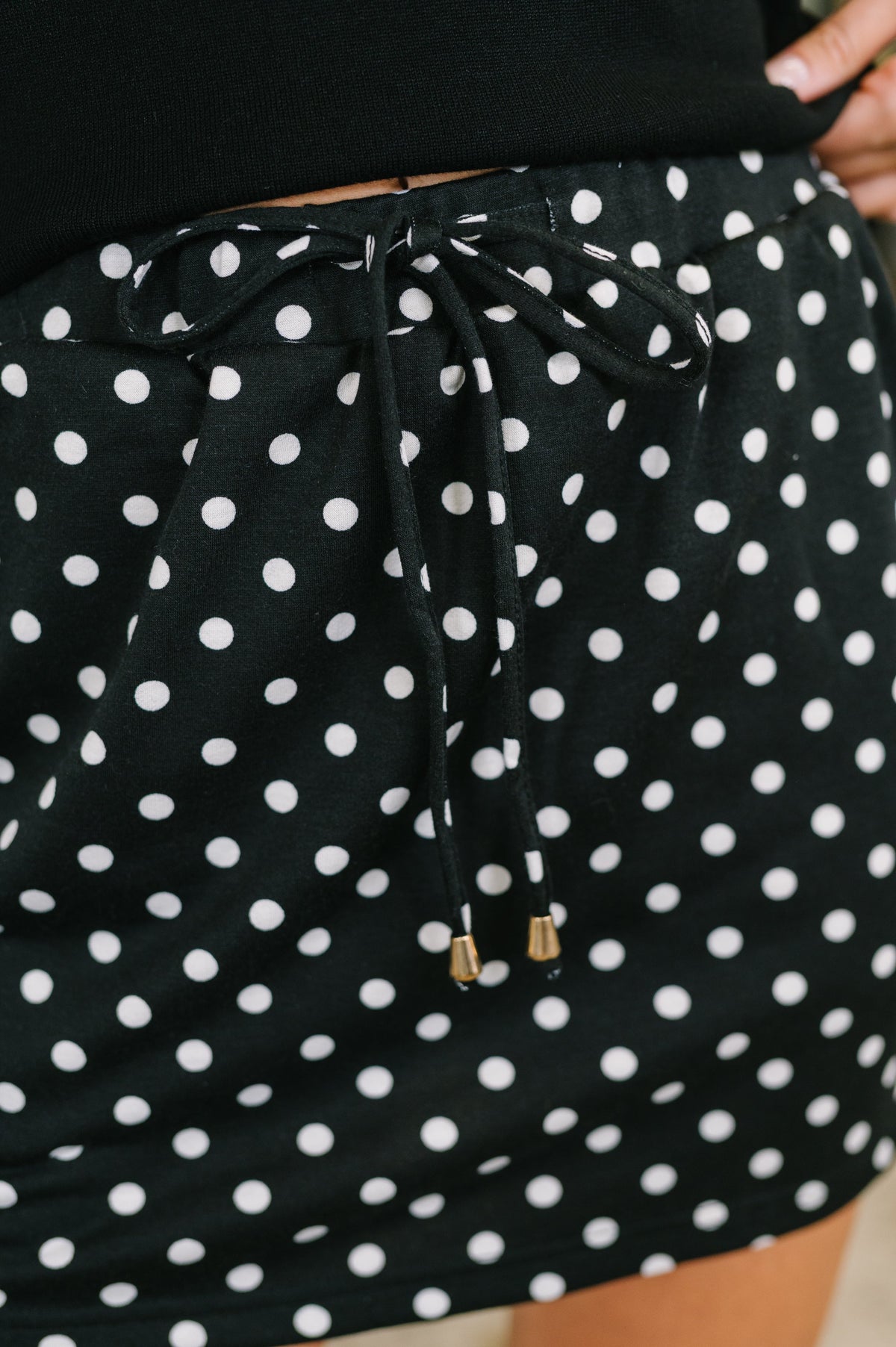 "Roslyn" Black and White Polka Dot Skort