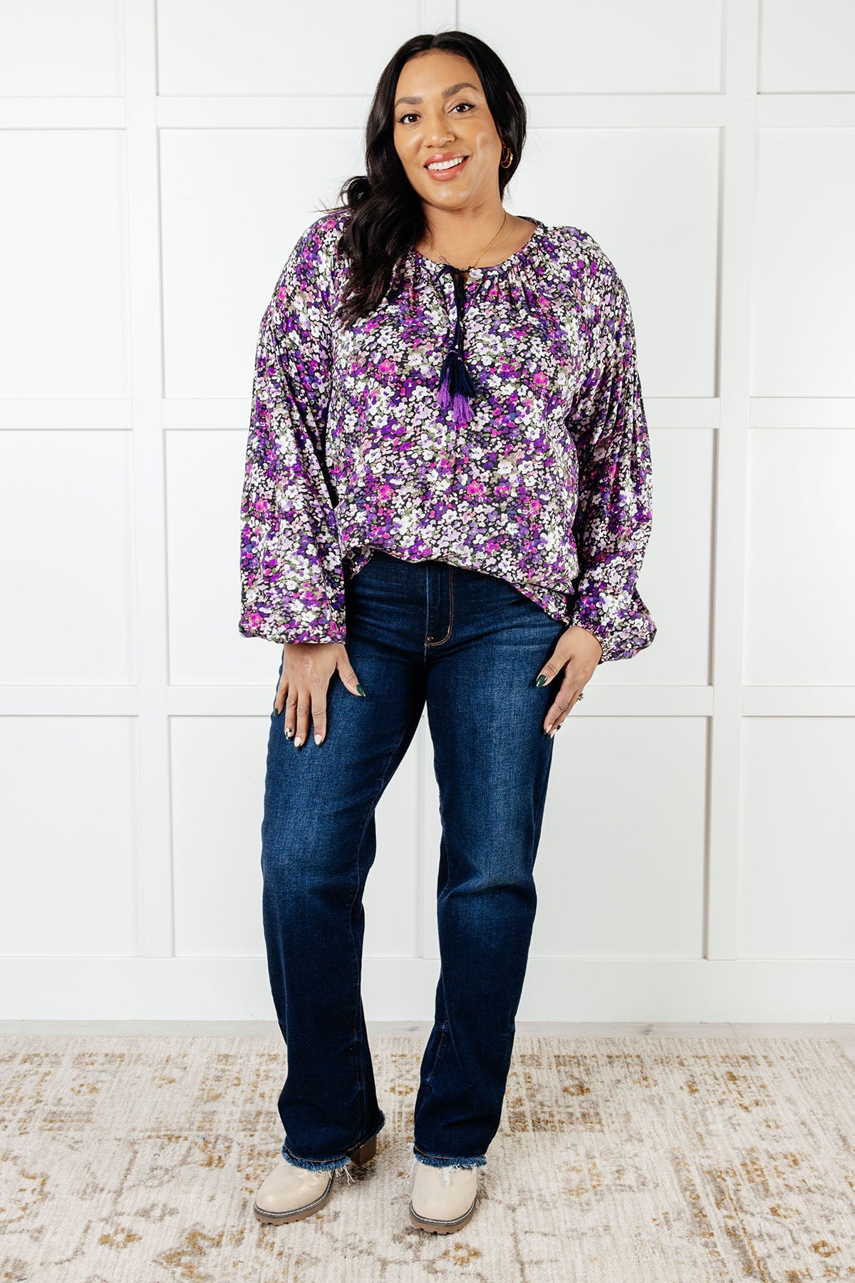 "The Morgan" Purple Floral Blouse