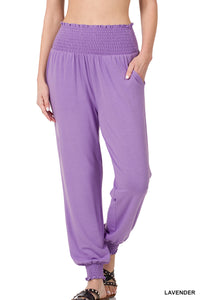 High Waisted Smocked Lounge Joggers (Multiple Colors)