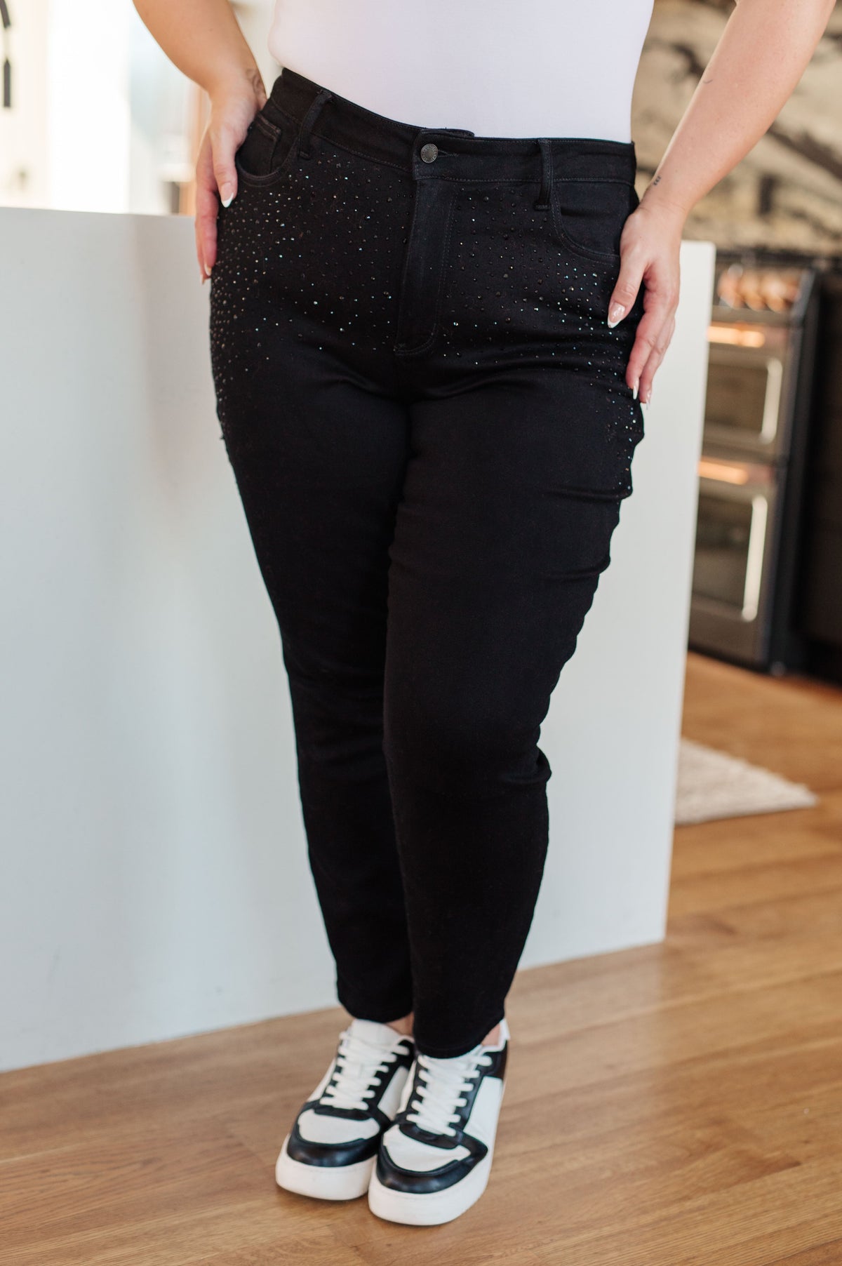 Judy Blue Black Rhinestone Slim Fit Jeans