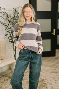"Take Me Back" Thick Stripe Pullover