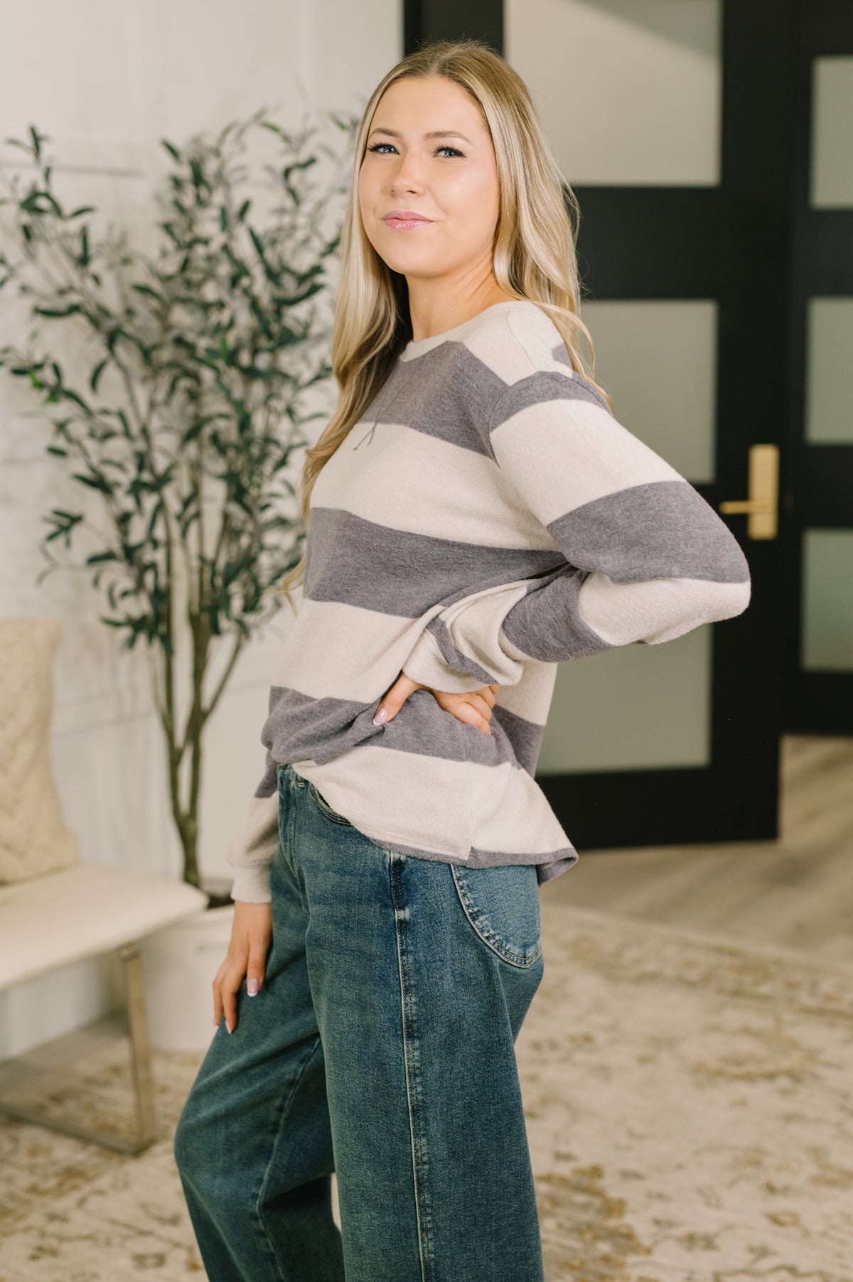 "Take Me Back" Thick Stripe Pullover