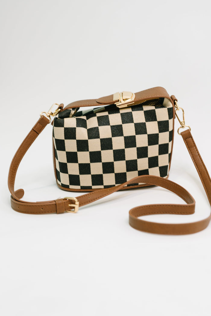 Zenana Send a Check Crossbody Bag, canvas with PU leather trim | Lola Monroe Boutique