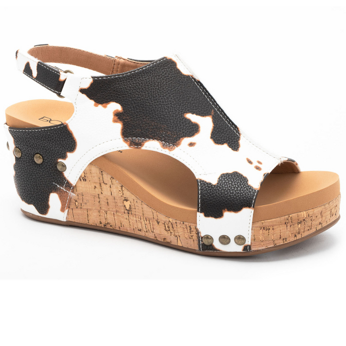 "Carley" Wedge Sandal By Corkys (Cow Smooth)