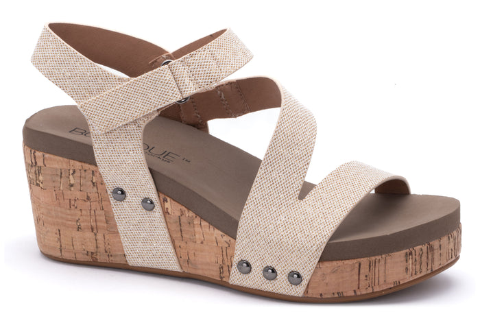 "Spring Fling" Strappy Wedge Sandal By Corkys (Gold Shimmer)