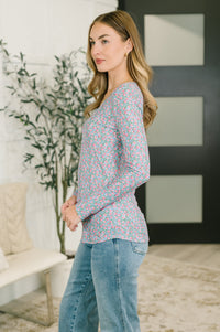 Stop and Smell the Flowers Scoop Neck Henley