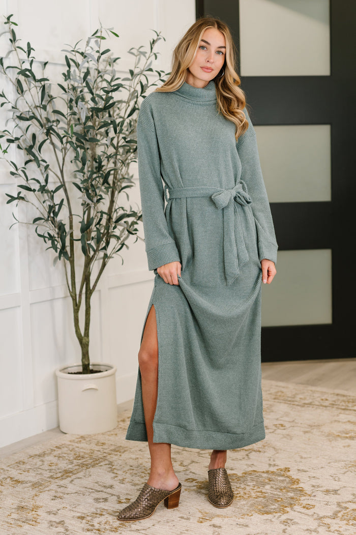 Dear Scarlett Travel Plush Knit Dress (Teal)