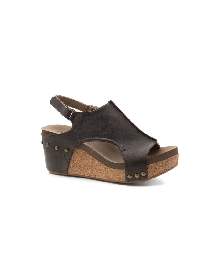 "Carley" Wedge Sandal By Corkys (Smooth Chocolate)