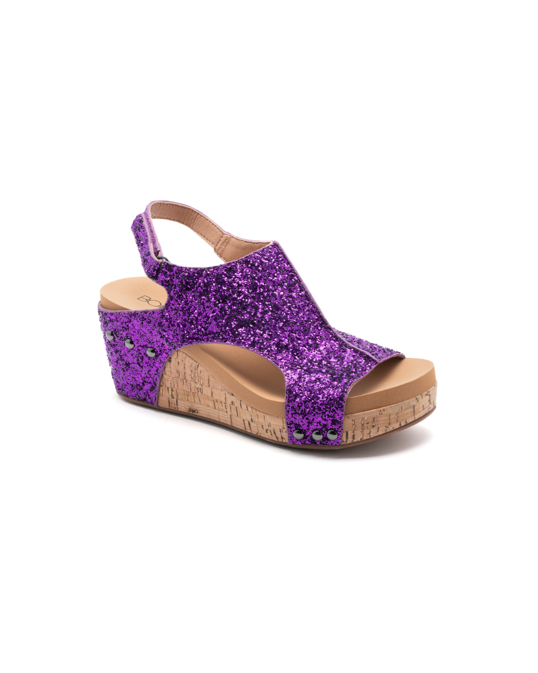 Corkys "Carley" Wedge Sandal  (Purple Glitter)