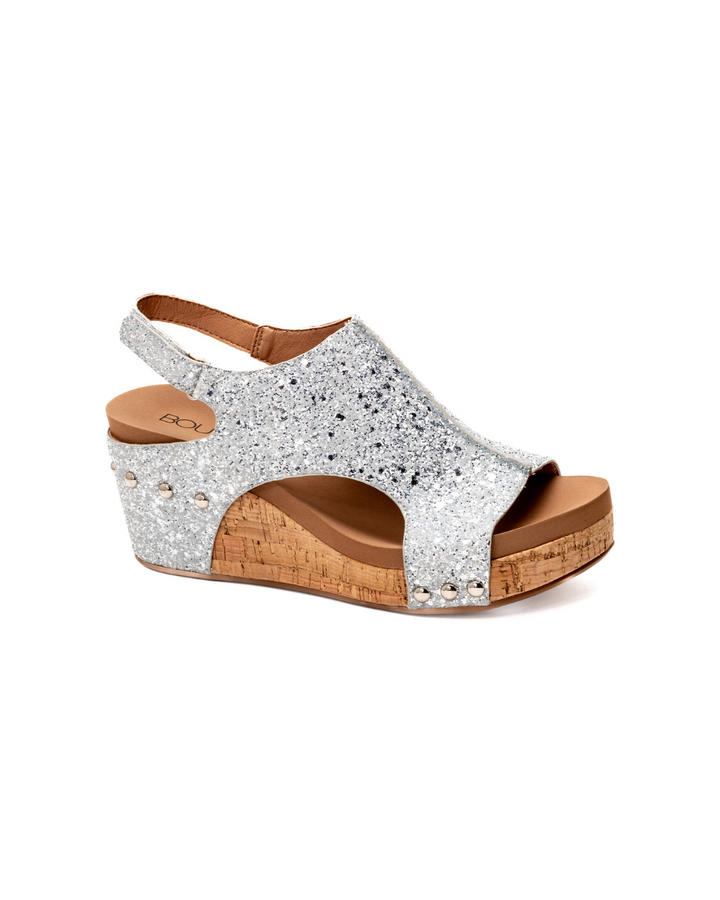 Corkys "Carley" Wedge Sandal (Light Blue New Glitter)