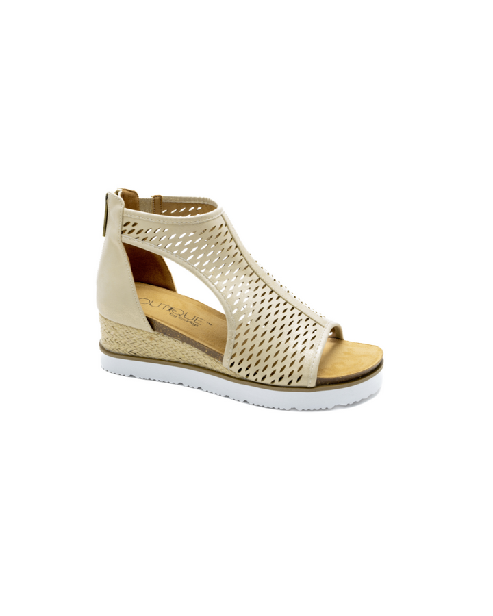 Corkys "Sugar Momma" Raffia Wrapped Wedge Sandal (Gold)
