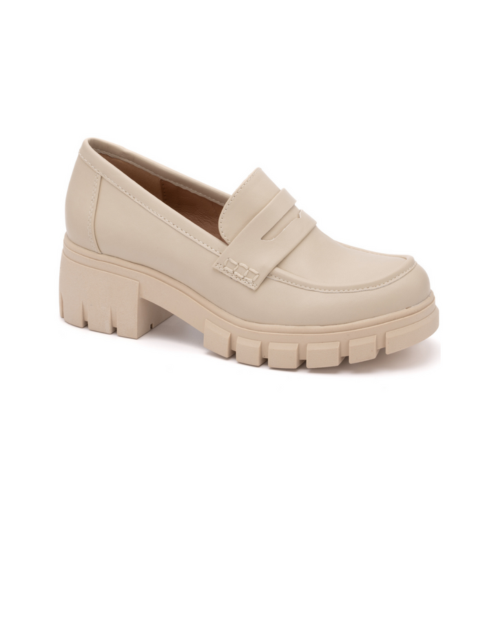 Corkys "Keeper" Block Heel Loafer (Ivory)