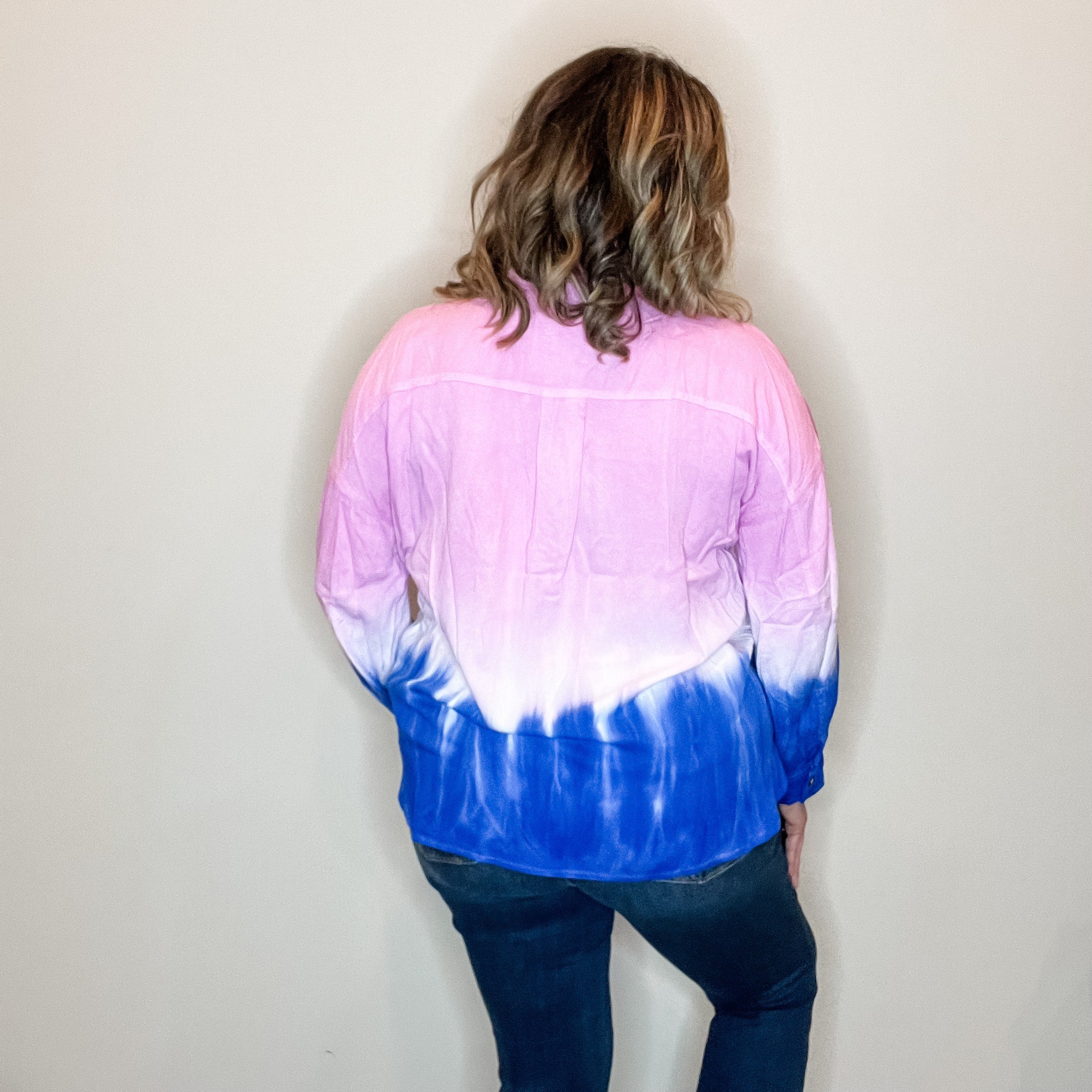 "A Moment" Long Sleeve Tie Dye Button Up-Lola Monroe Boutique