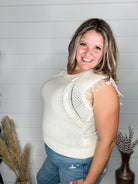 "Accent" Fringe Cropped Sweater Vest-Lola Monroe Boutique