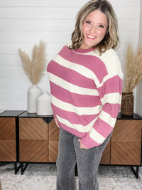 "Ace" Long Sleeve Stripe Sweater-Lola Monroe Boutique