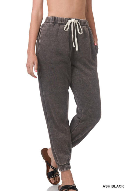 Acid Wash Drawstring Joggers with Pockets (Multiple Colors)