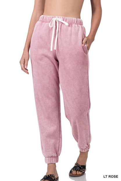 Acid Wash Drawstring Joggers with Pockets (Multiple Colors)