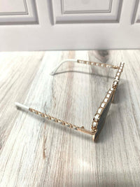 Square Frame Braided Design Sunglasses (Gold with White)