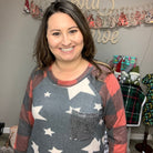 "Add a Little Sparkle" Stars and Plaid Long Sleeve-Lola Monroe Boutique