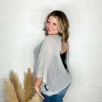 "Added Touch" Loose Knit Cover Up Top (Silver)-Lola Monroe Boutique