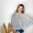 "Added Touch" Loose Knit Cover Up Top (Silver)-Lola Monroe Boutique