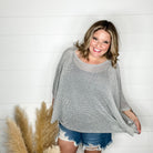 "Added Touch" Loose Knit Cover Up Top (Silver)-Lola Monroe Boutique