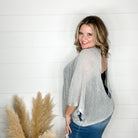 "Added Touch" Loose Knit Cover Up Top (Silver)-Lola Monroe Boutique