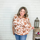 "Aggie" Animal Print Lizzy 3/4 Sleeve Split Neck-Lola Monroe Boutique