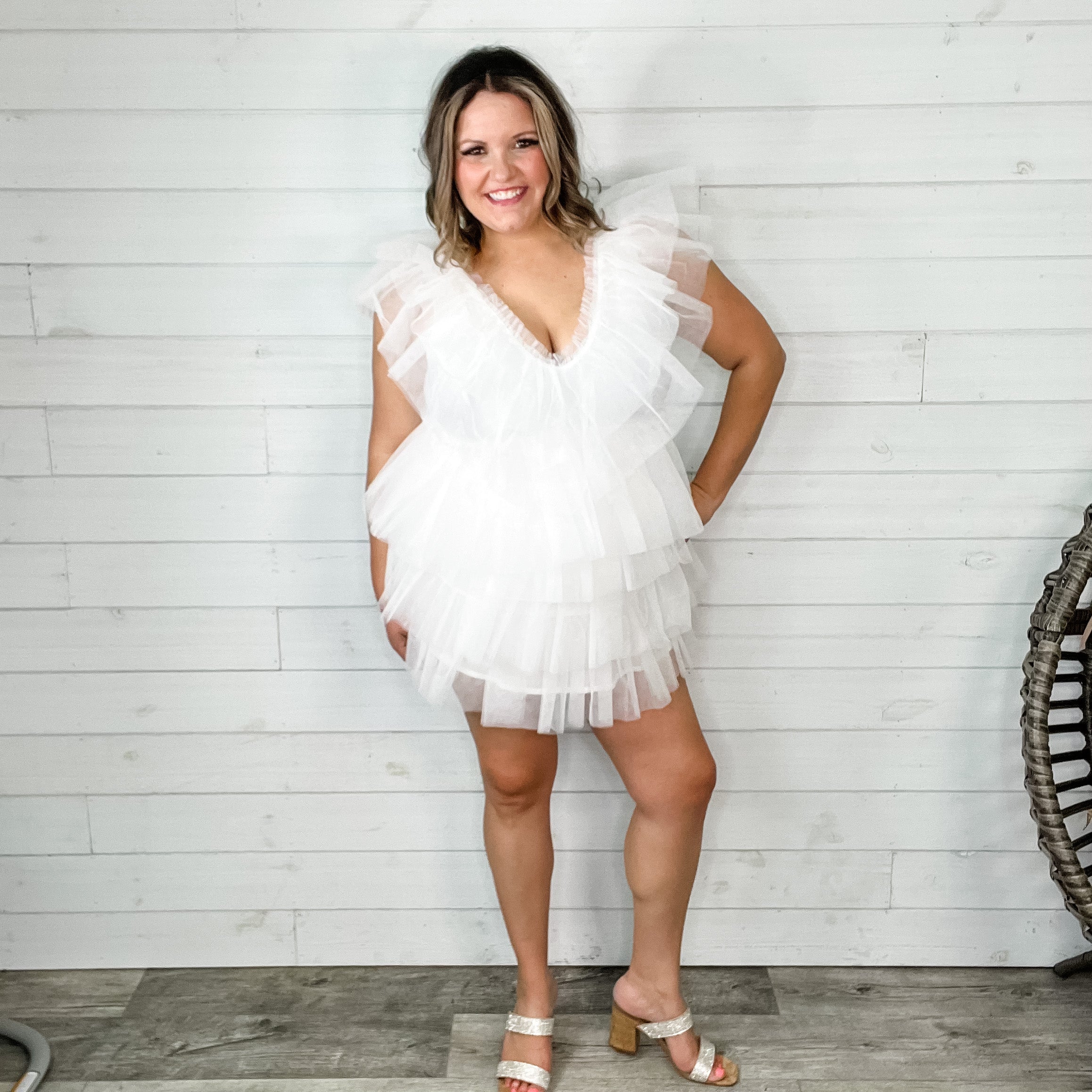 "Ain't No Party Like A" Tulle Tiered Dress (White)-Lola Monroe Boutique