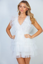 "Ain't No Party Like A" Tulle Tiered Dress (White)-Lola Monroe Boutique