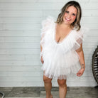 "Ain't No Party Like A" Tulle Tiered Dress (White)-Lola Monroe Boutique