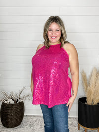 "All Dressed Up" Sparkle Front Halter Tank-Lola Monroe Boutique