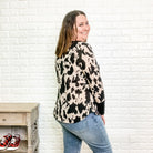 "Alpha" Animal Print Split Neck Sweater-Lola Monroe Boutique