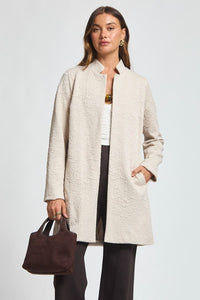 Dear Scarlett "Amara" Jacquard Midi Coat with Pockets (Oatmeal)