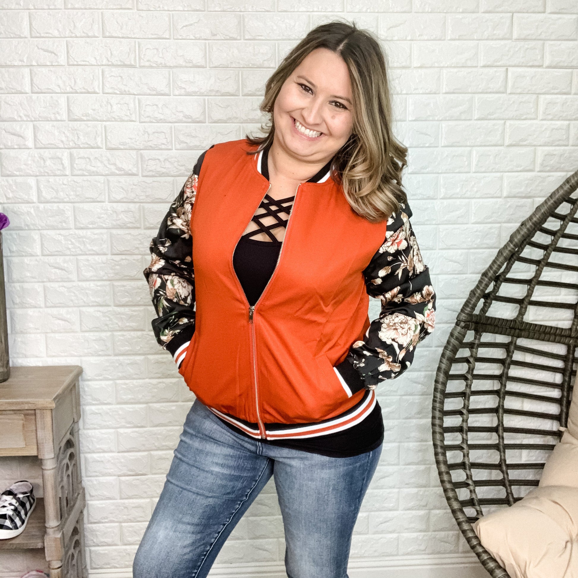 Ampersand Autumn Floral Bomber Jacket