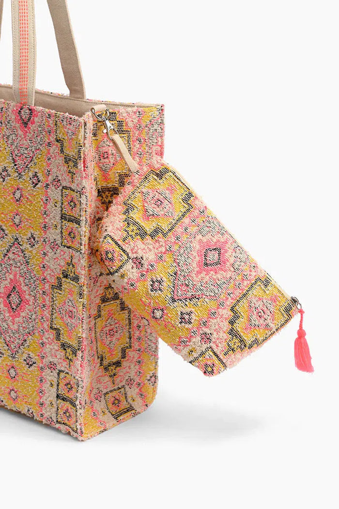 Ancient Rug Inspired Tote with Cosmetic Pouch-Lola Monroe Boutique