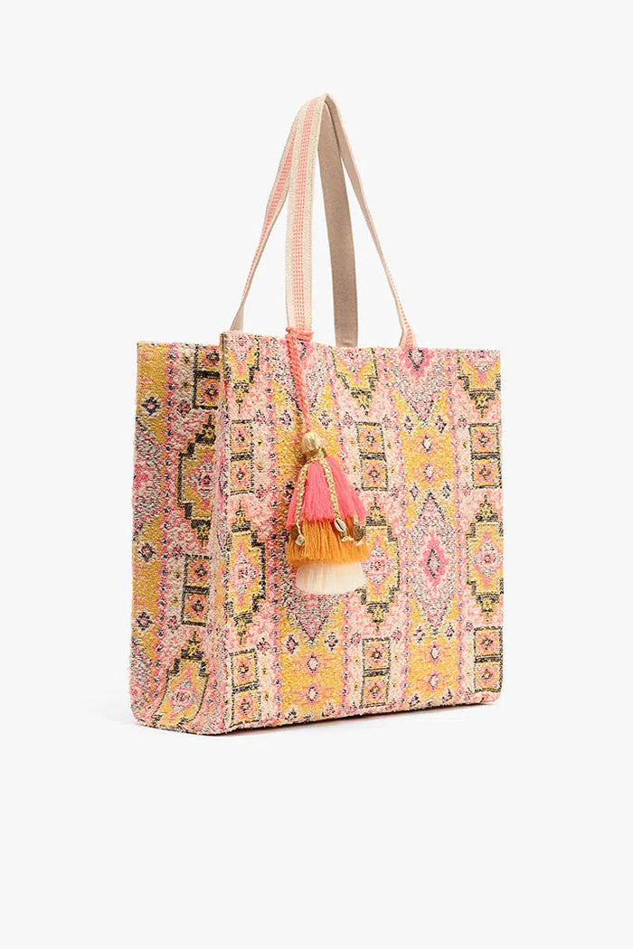 Ancient Rug Inspired Tote with Cosmetic Pouch-Lola Monroe Boutique