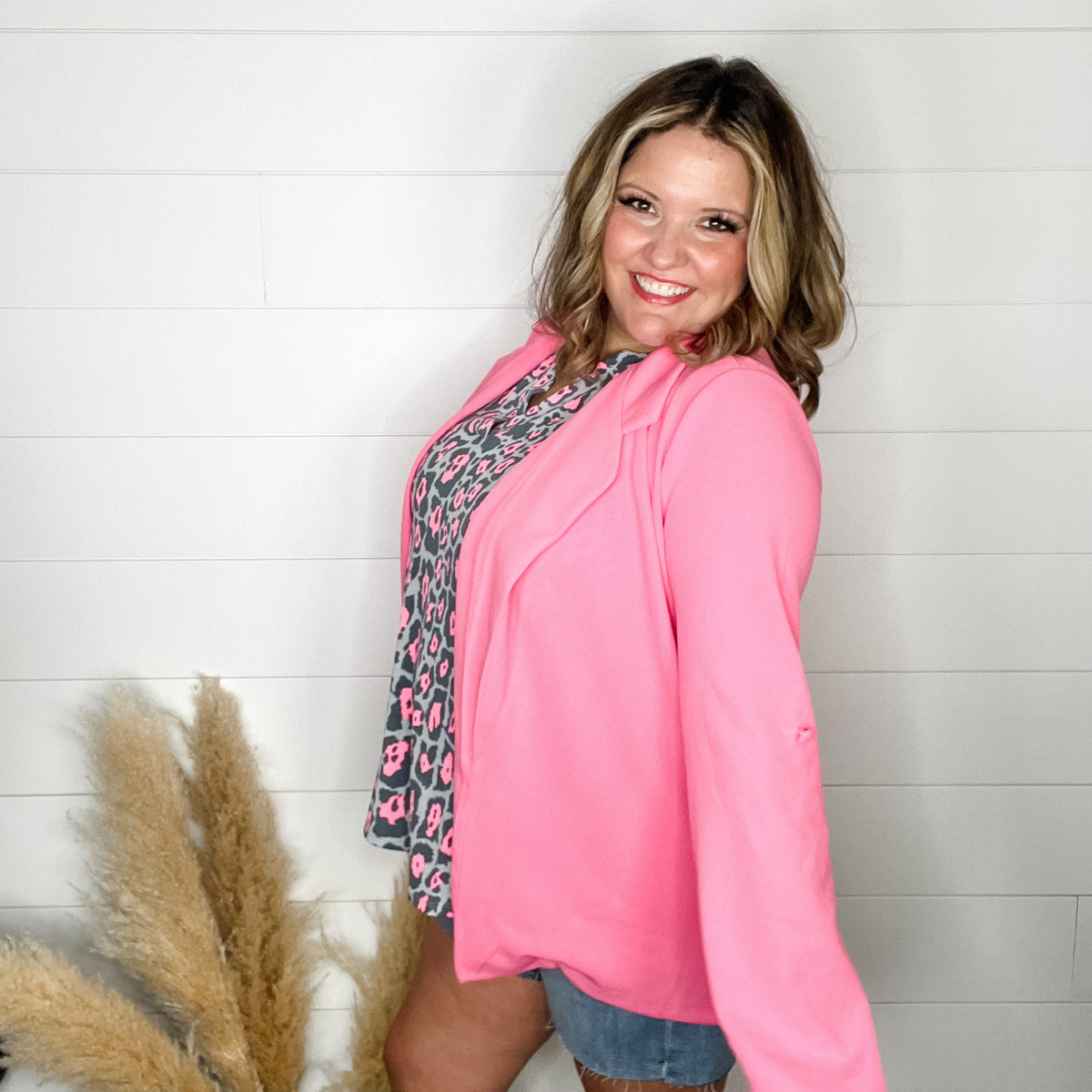 Andree By Unit Long Sleeve Blazer (Pink Cosmos)-Lola Monroe Boutique