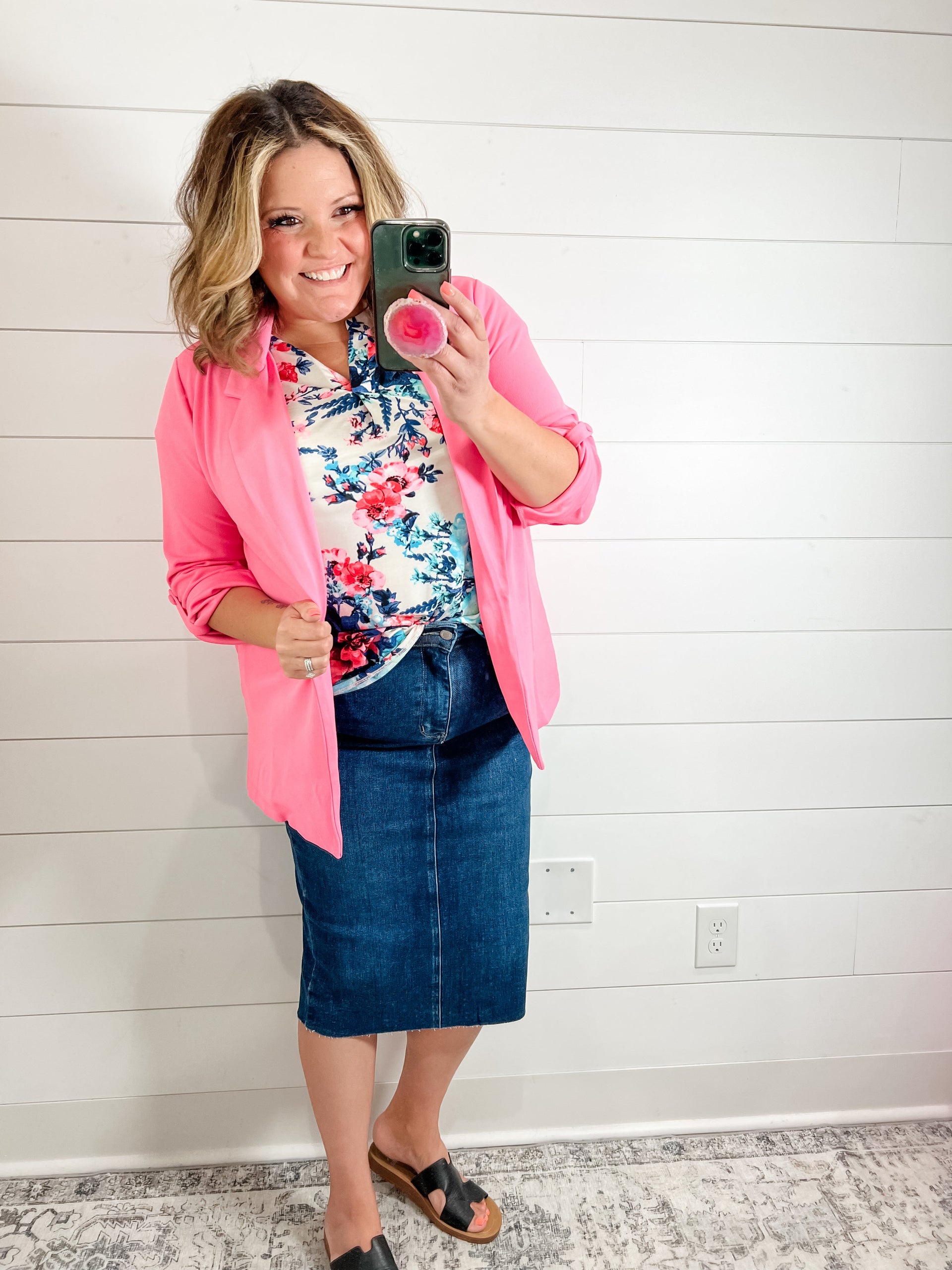 Andree By Unit Long Sleeve Blazer (Pink Cosmos) - Lola Monroe Boutique