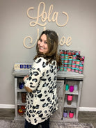 Animal Pattern Cardigan with Faux Suede Elbows-Lola Monroe Boutique