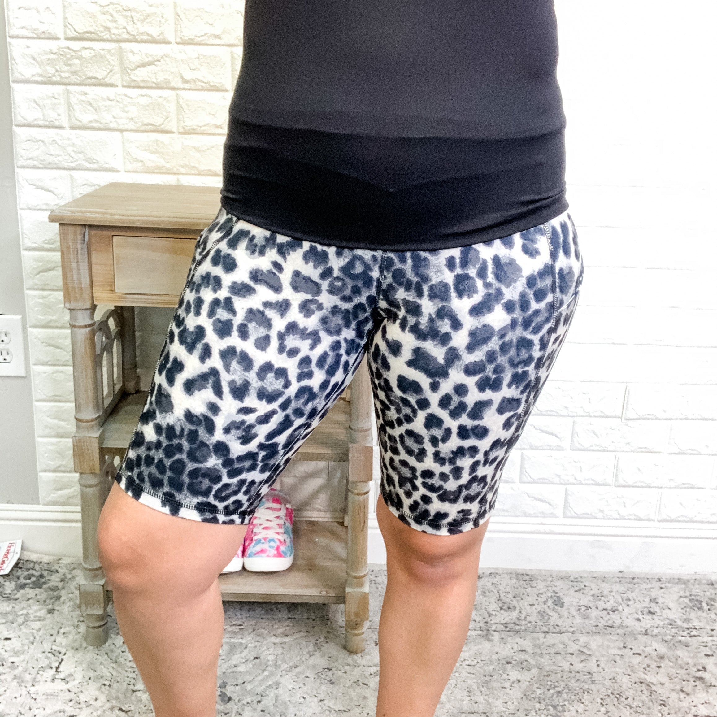 Animal Print Bike Shorts with Pockets-Lola Monroe Boutique